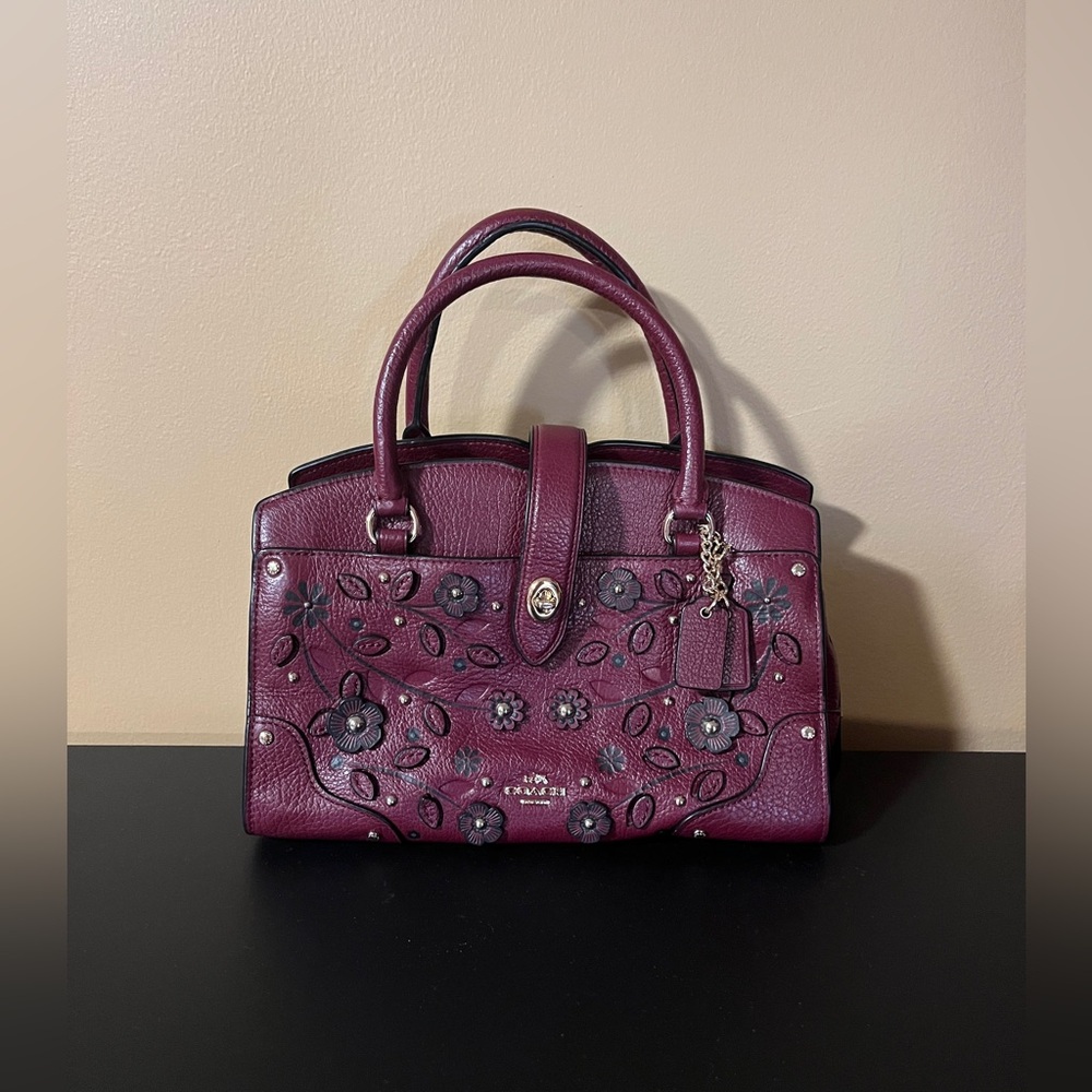 Coach Burgundy Floral Crossbody Purse